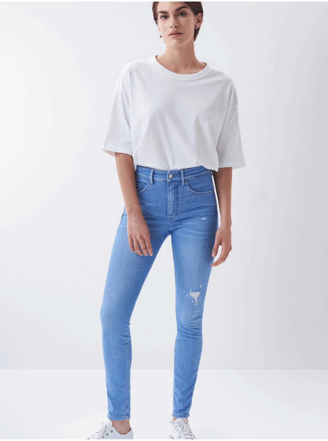 Blue women's skinny fit jeans with a torn effect Salsa Jeans Secre - Women