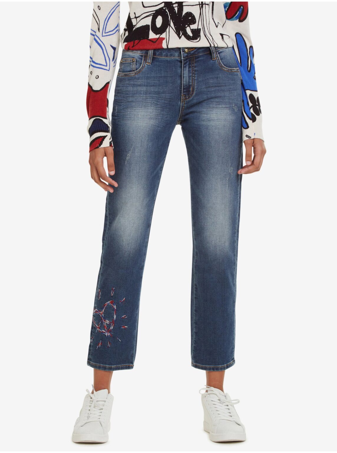 Blue women's straight fit jeans Desigual Sanford - Women