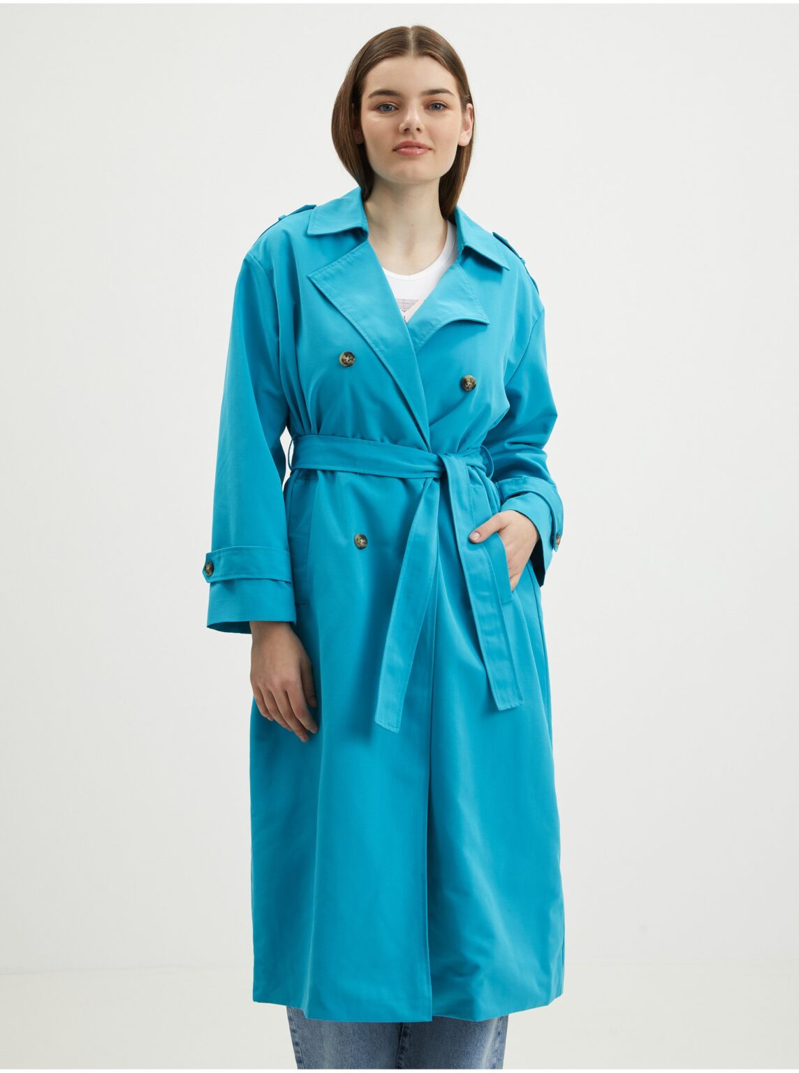 Blue women's trench coat VERO MODA Chloe - Women