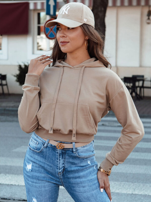 Bluza damska z kapturem TRENDHOOD jasnobrązowa Dstreet