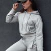 Bluza damska z kapturem TRENDHOOD jasnoszara Dstreet