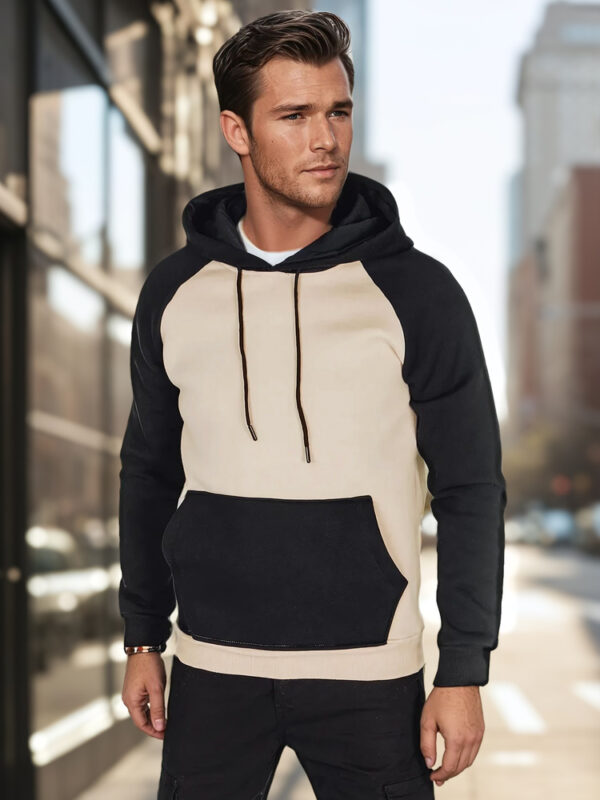 Bluza męska basic z kapturem beżowa Dstreet