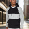 Bluza męska basic z kapturem w szaro-czarne paski Dstreet