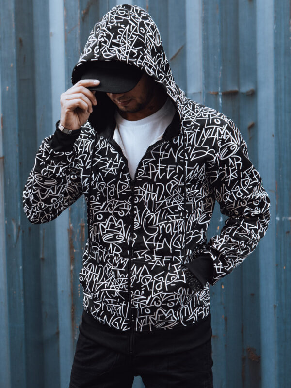 Bluza męska rozpinana z nadrukiem czarna Dstreet