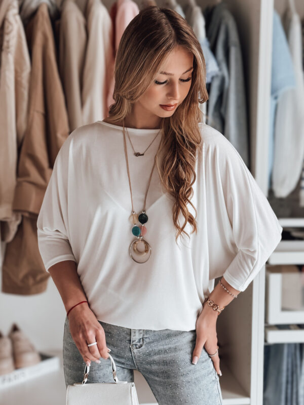Bluzka damska one size oversize z wisiorkiem LUZVIA ecru Dstreet