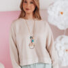 Bluzka damska one size oversize z wisiorkiem NUBISS mokka Dstreet