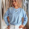 Bluzka damska one size z długi rękawem CRYSTALIA błękitna Dstreet