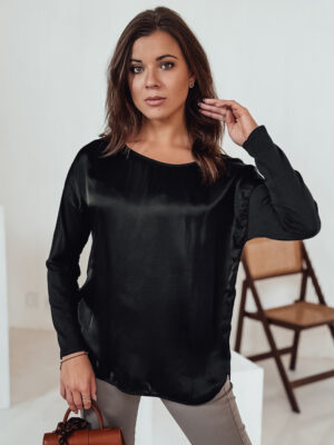 Bluzka damska oversize SILKINEA z wisiorkiem czarna Dstreet