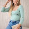 Body blouse with dark mint gun print