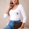 Body blouse with pistol print in white