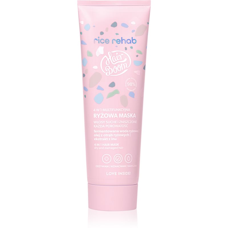 BodyBoom HairBoom Rice Rehab- 4 in 1 Multifunctional Rice Hair Mask hajmaszk finom és sérült hajra 200 ml