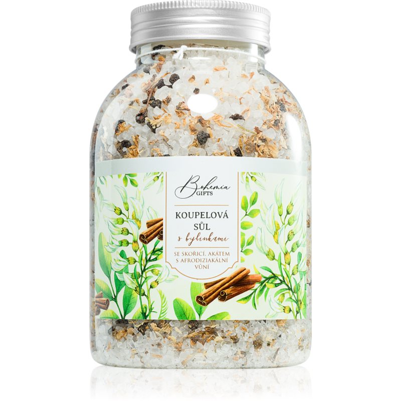 Bohemia Gifts & Cosmetics Bohemia Natur gyógynövényes fürdősó a belső feszültség feloldására fahéj és akác 1200 g-ár
