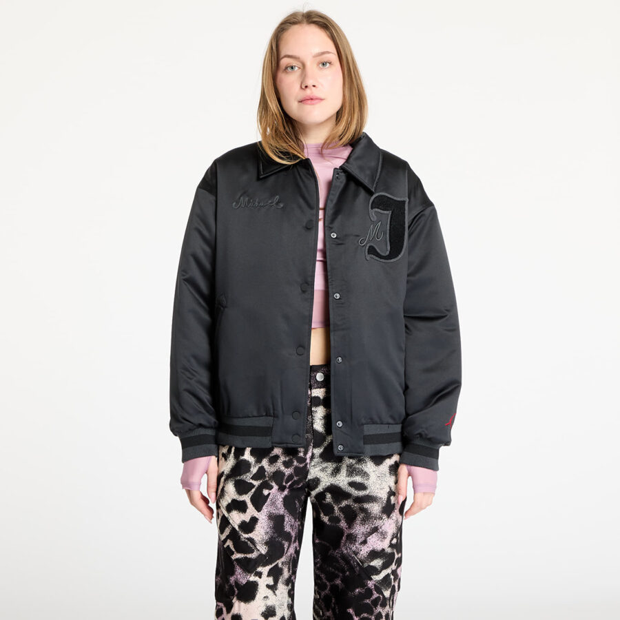 Bomber Jordan Women's Varsity Jacket Black/ Gym Red S-alacsony-ár