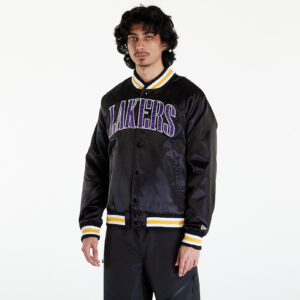 Bomber New Era LA Lakers NBA Applique Satin Bomber Jacket UNISEX Black/ True Purple M-alacsony-ár