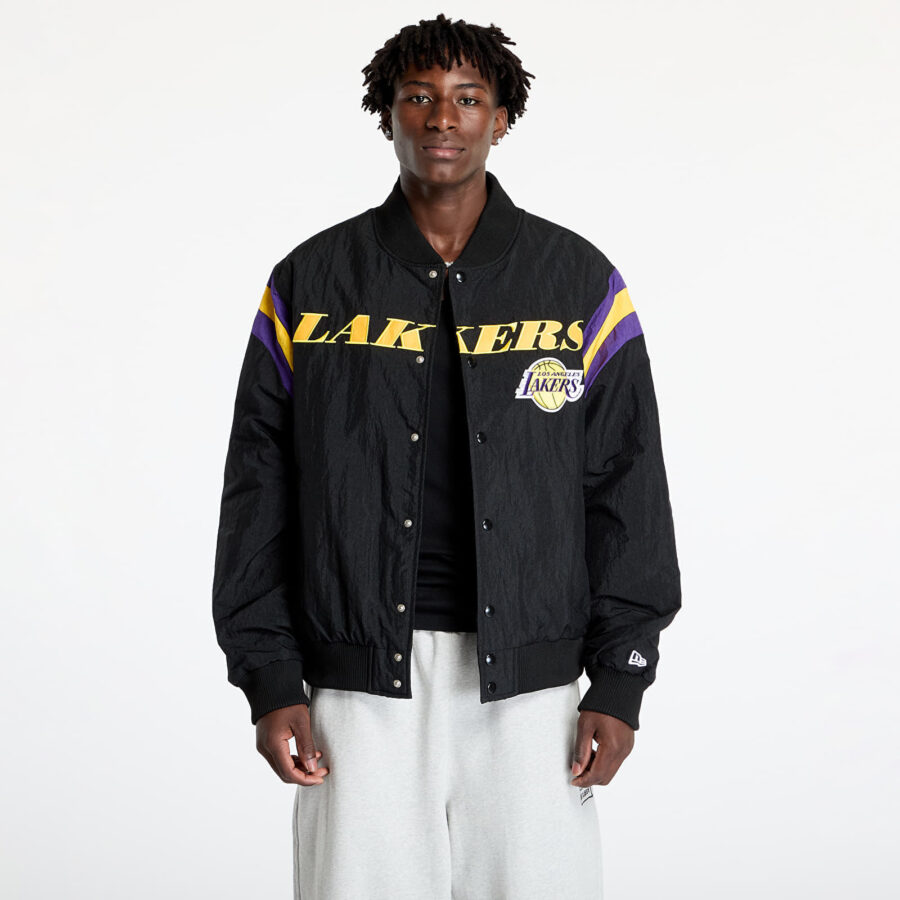 Bomber New Era Los Angeles Lakers NBA Panel Bomber Jacket UNISEX Black/ Canary Yellow S-alacsony-ár