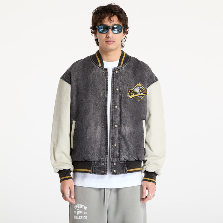 Bomber Patta Homerun Denim Varsity Jacket UNISEX Black M-alacsony-ár