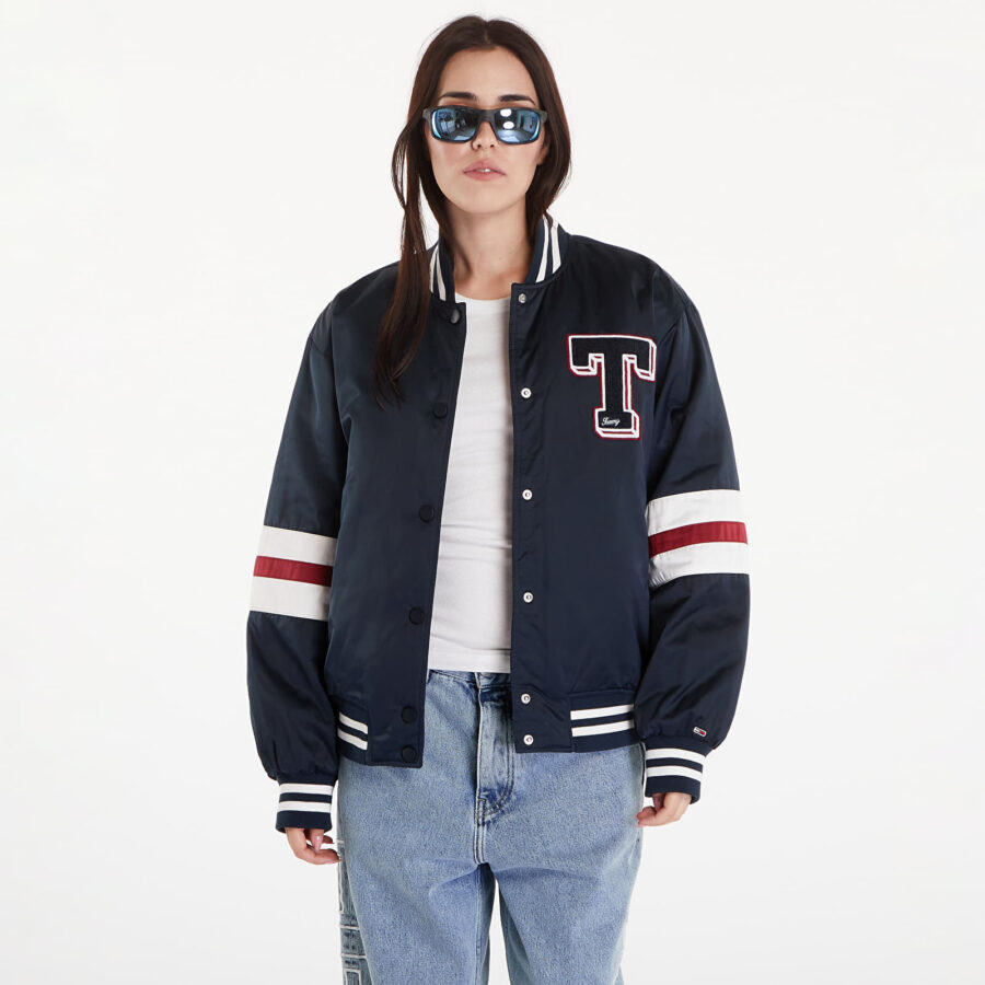 Bomber Tommy Jeans Satin Letterman Bomber Jacket Dark Night Navy XL-alacsony-ár