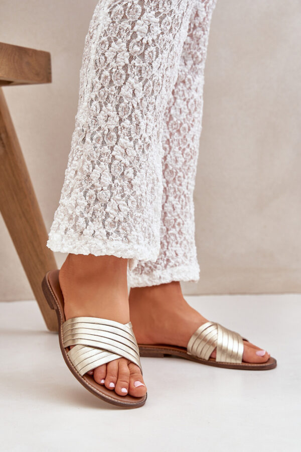 Bőr Női Papucs Lewski Shoes 3682 Arany