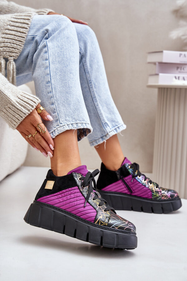 Bőr Sneakers Platformon Fuksziás Maciejka