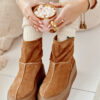 Bőr női csizma Chunky Sole Camel Zazoo 3424-en