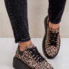 Bőr platformos sneakers leopárdmintával Zazoo 3346 barna-fekete