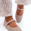 Boto Eco Suede balerinák Jet Beige Tinara díszítéssel