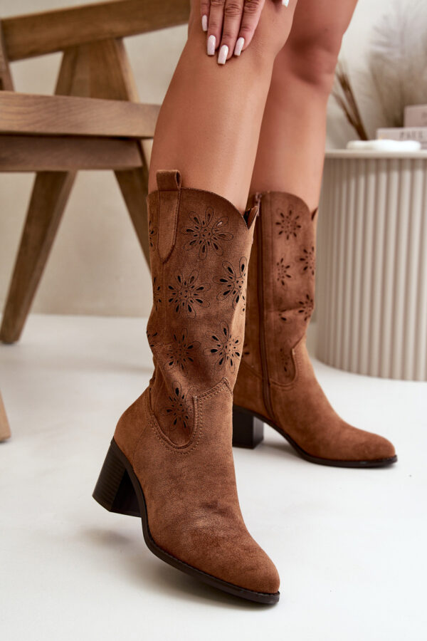 Boto Női perforált térdcsizma Eco Suede barna Nevilosból