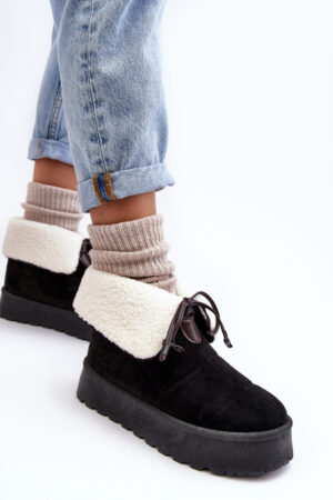 Boto Platform Snow Boots With Fur Black Olimuka