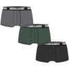 Boxer Shorts 3-Pack Grey+Dark Green+Black