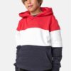 Boys' 3-Tone Hoody fire red/white/navy