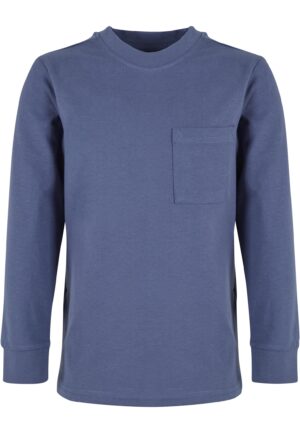 Boys' long-sleeved T-shirt with a pocket blue