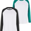 Boys' long-sleeved T-shirts Organic Oversized 2-Pack white/black+white/green
