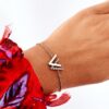 Bracelet on a chain with zircons rose gold