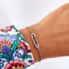 Bracelet with safety pin with zircons silver