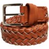 Braided synthetic leather strap light brown