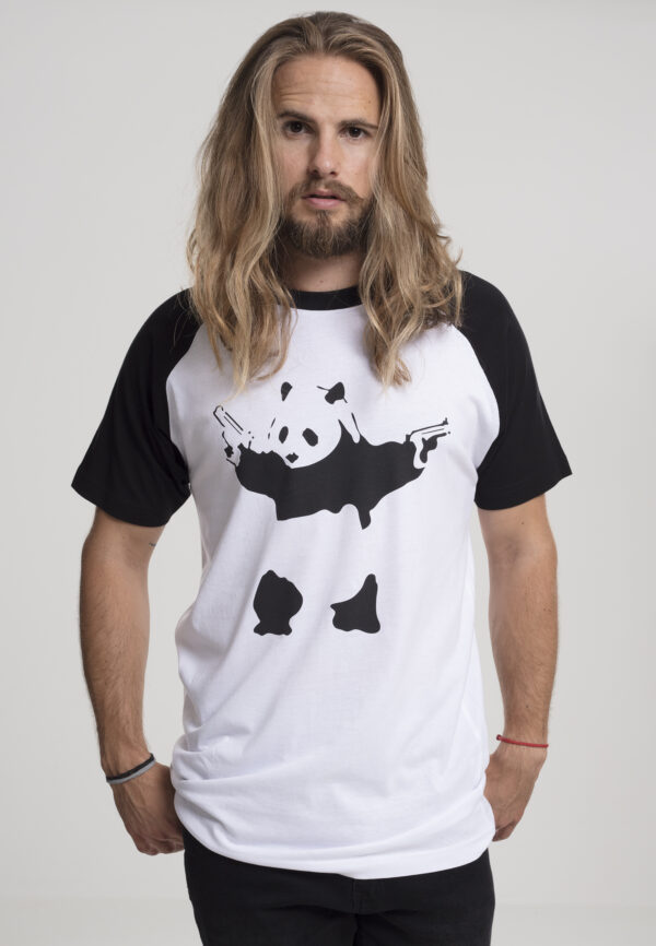 Brandalised - Banksy ́s Graffiti Panda Raglan Tee wht/blk