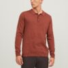 Brick Mens Long Sleeve Jersey Polo T-Shirt Jack & Jones - Men