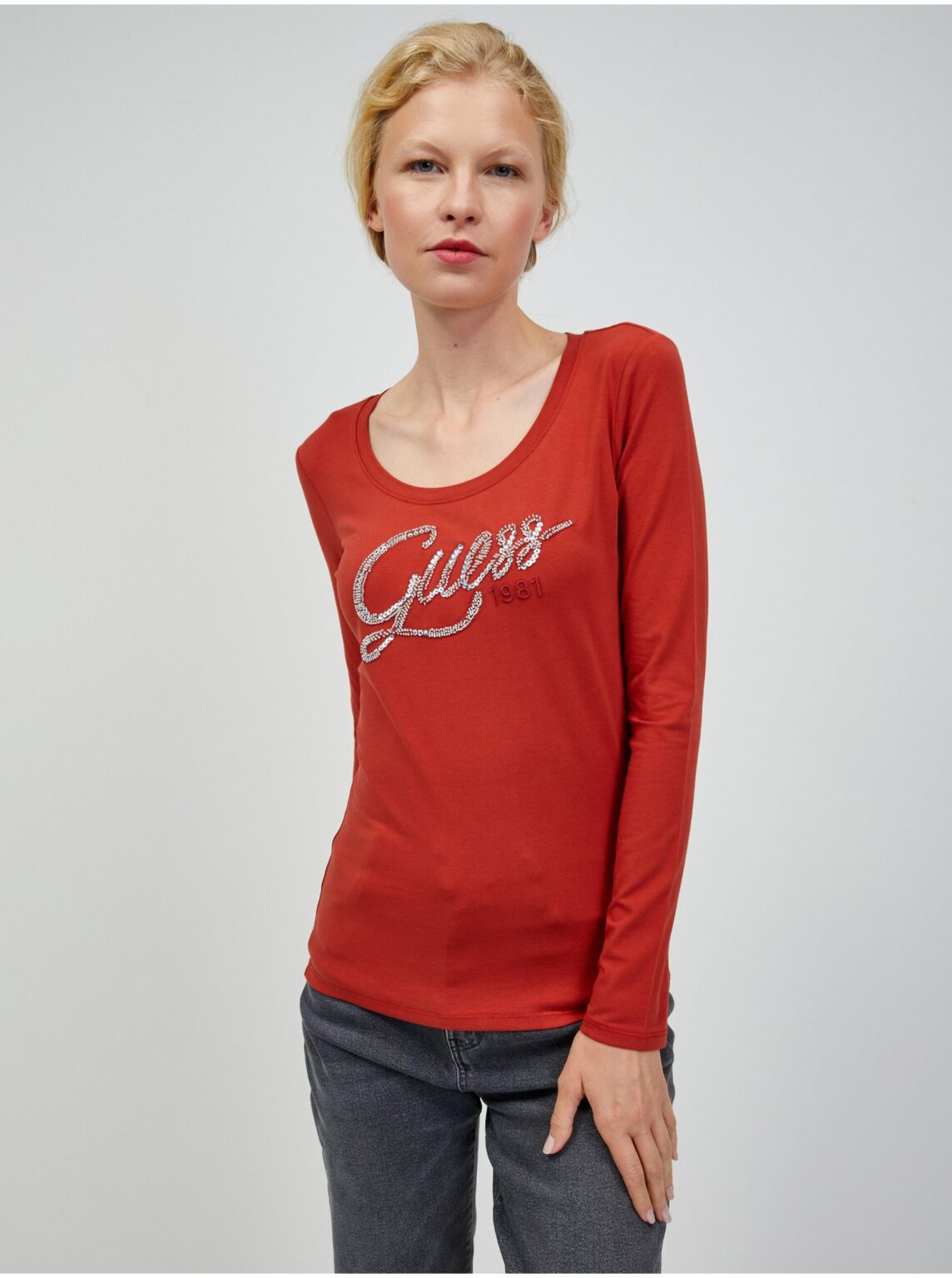 Brick women's long-sleeved T-shirt Guess Bryanna - Women's