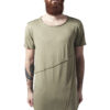 Bright olive T-shirt with a long front zipper with an open brim