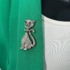 Brooch Cat A-2-21-10 silver color
