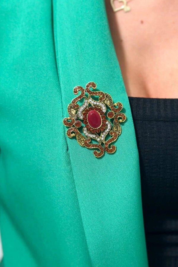 Brooch XZ459-107 gold + red