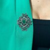 Brooch XZ459-107 silver + green
