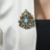 Brooch XZ459-191 gold + blue
