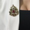 Brooch XZ459-191 gold + red