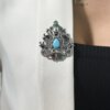 Brooch XZ459-191 silver + blue