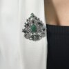 Brooch XZ459-191 silver + green