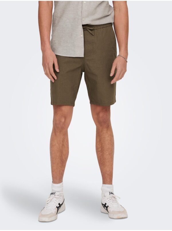 Brown Men's Linen Shorts ONLY & SONS Linus - Men