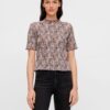 Brown Patterned Blouse Pieces Leaste - Women's