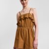 Brown Short Jumpsuit with Straps Pieces Sunna - Women