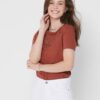 Brown T-shirt with embroidery ONLY Theresa - Women's